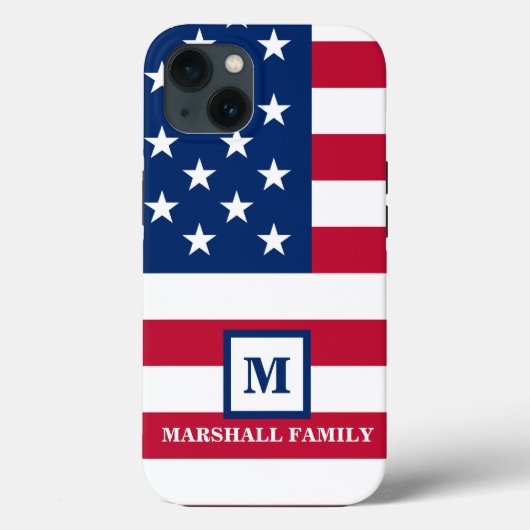 Coques Case-Mate iPhone Drapeau américain Customisé Monogramme 4 juillet (Verso)