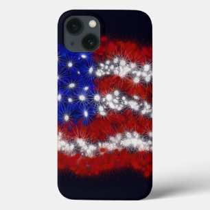 iPhone 13 Coque Drapeau américain de bannière étoilée de feux d'ar