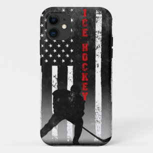 Case-Mate iPhone Case Drapeau américain de hockey sur glace noir