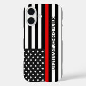 Coques Case-Mate iPhone Drapeau américain de la ligne rouge mince (Verso)