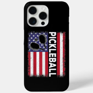 Coque iPhone 15 Pro Max Drapeau américain de pickleball Amateur de pickleb