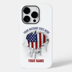Coque Pour iPhone 14 Pro Drapeau américain déchiré, déchiré Coque-Mate