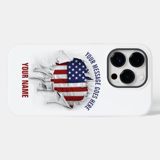 Coques Case-Mate iPhone Drapeau américain déchiré, déchiré Coque-Mate (Verso (horizontal))