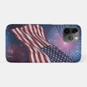 Coques Case-Mate iPhone Drapeau américain et feux d'artifice (Dos (Horizontal))