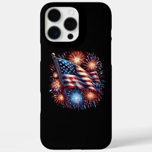 Coques iPhone 16 Pro Max Drapeau américain Feux d'artifice Patriotique