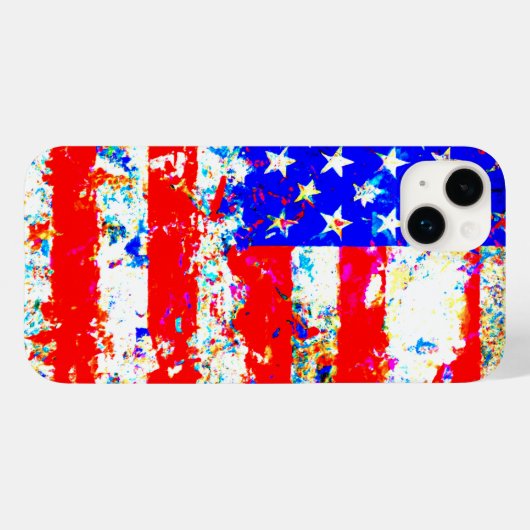 Coques Case-Mate iPhone Drapeau américain Grunge (Verso (horizontal))