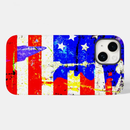 Coques Case-Mate iPhone Drapeau américain Grunge (Verso (horizontal))
