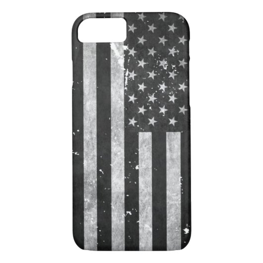 Coques Case-Mate iPhone Drapeau américain grunge noir et blanc (Dos)