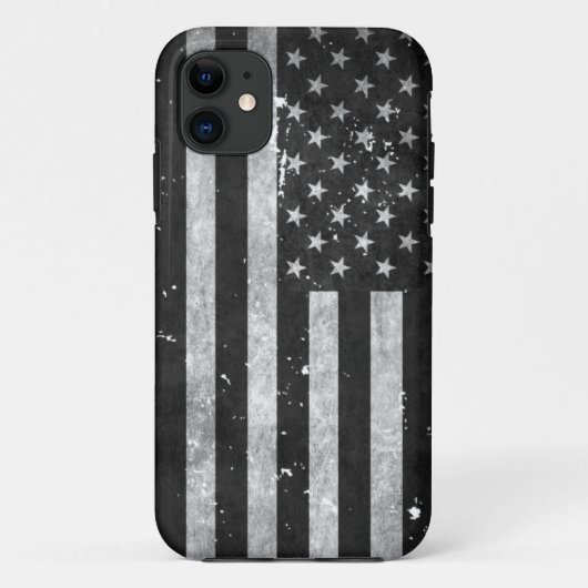 Coques Case-Mate iPhone Drapeau américain grunge noir et blanc (Dos)
