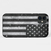 Coques Case-Mate iPhone Drapeau américain grunge noir et blanc (Dos (Horizontal))