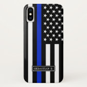 Coques Case-Mate iPhone Drapeau américain mince de Blue Line (Dos)