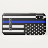 Coques Case-Mate iPhone Drapeau américain mince de Blue Line (Dos (Horizontal))