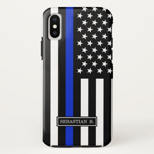 Coques Case-Mate iPhone Drapeau américain mince de Blue Line (Dos)