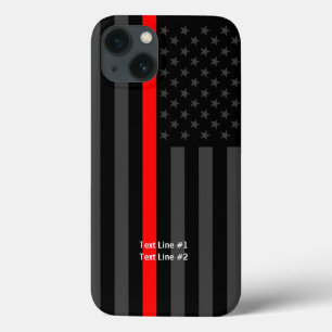 Etui iPhone 13 Drapeau américain Mince Ligne rouge Votre texte su