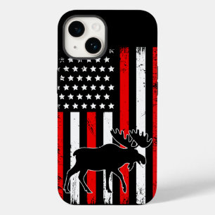 Coque Pour iPhone 14 Drapeau américain Moose