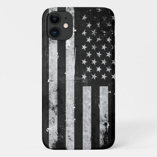 Coques Case-Mate iPhone Drapeau américain noir et blanc (Dos)