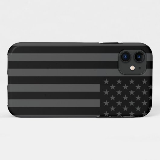 Coques Case-Mate iPhone Drapeau américain noir et gris (Dos (Horizontal))