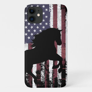 Case-Mate iPhone Case Drapeau américain patriotique et cheval Silhouette