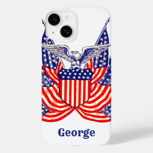 Coque Pour iPhone 14 Drapeau américain patriotique vintage, Quatre juil