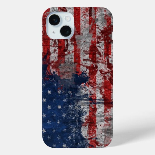 Coques Case-Mate iPhone Drapeau américain peint sur un mur de grunge (Verso)