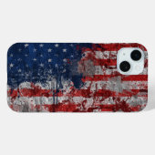 Coques Case-Mate iPhone Drapeau américain peint sur un mur de grunge (Verso (horizontal))