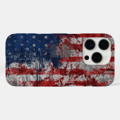 Coques Case-Mate iPhone Drapeau américain peint sur un mur de grunge (Verso (horizontal))