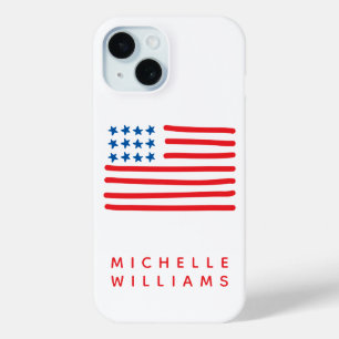 Coque Pour iPhone 15 Drapeau américain   Personnalisé