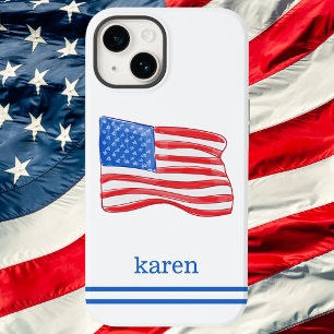 Coque Pour iPhone 14 Drapeau Américain Personnalisé