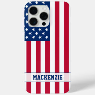 Coque iPhone 15 Pro Max Drapeau américain personnalisé Stars et bandes