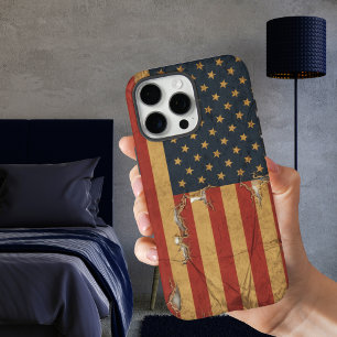 Coques iPhone 16 Pro Max Drapeau américain rétro vintage, États-Unis, Patri