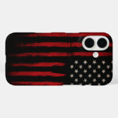 Coques Case-Mate iPhone Drapeau américain rouge et noir (Verso (horizontal))