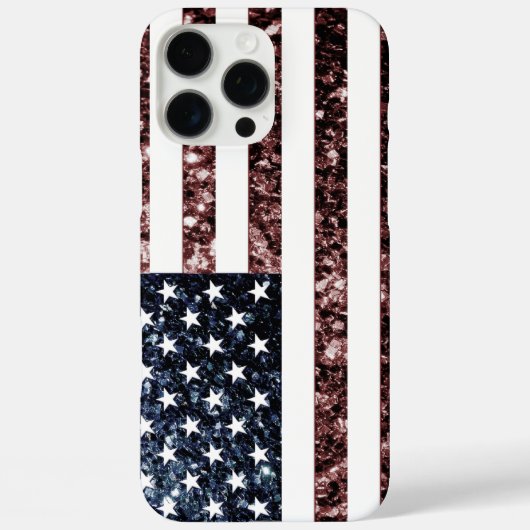 Coques Case-Mate iPhone Drapeau américain rustique bleu faux scintillants (Verso)