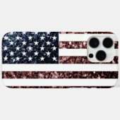 Coques Case-Mate iPhone Drapeau américain rustique bleu faux scintillants (Verso (horizontal))