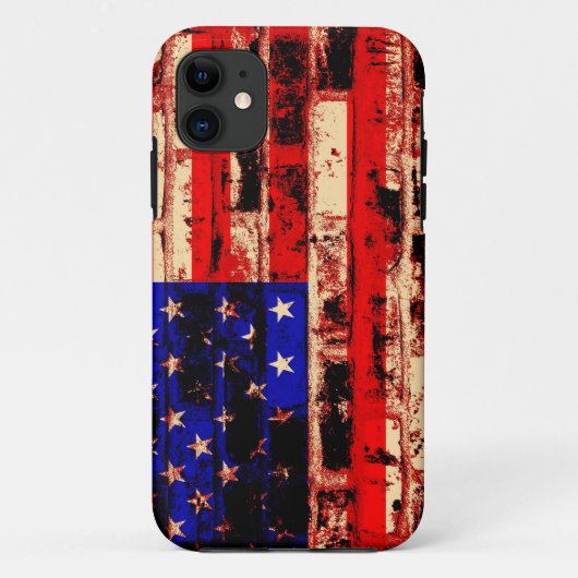 Coques Case-Mate iPhone Drapeau américain sur mur en brique (Dos)