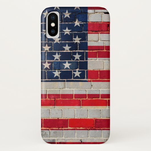 Coques Case-Mate iPhone Drapeau américain sur un mur de briques (Dos)