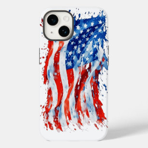 Coque Pour iPhone 14 Drapeau américain USA Aquarelle 4 juillet
