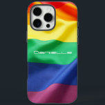 Coques iPhone 16 Pro Max Drapeau arc-en-ciel LGBT Pride Nom personnalisé<br><div class="desc">LGBT Pride Rainbow Flag Nom personnalisé iPhone 16 Pro Max Coque. Ce design moderne présente les couleurs arc-en-ciel du drapeau LGBT Pride avec votre nom au centre.</div>