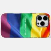 Coques Case-Mate iPhone Drapeau arc-en-ciel LGBT Pride Nom personnalisé (Verso (horizontal))