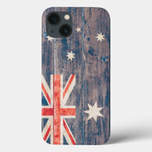 Etui iPhone 13 Drapeau australien sur bois