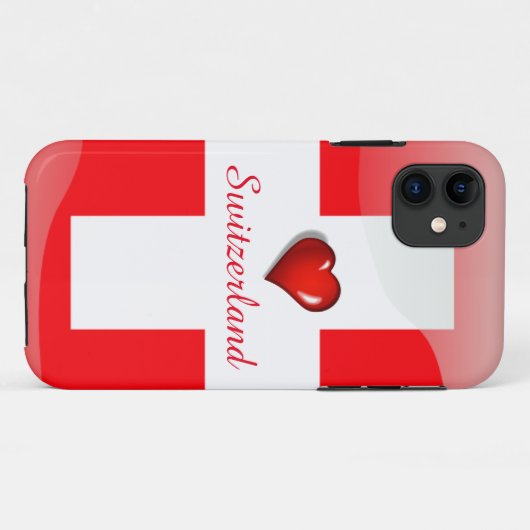 Coques Case-Mate iPhone Drapeau brillant suisse (Dos (Horizontal))
