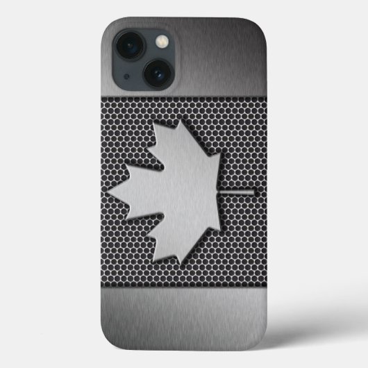 Coques Case-Mate iPhone Drapeau canadien en métal brossé (Verso)
