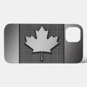 Coques Case-Mate iPhone Drapeau canadien en métal brossé (Verso (horizontal))
