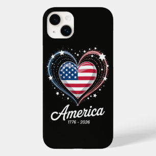 Coque Pour iPhone 14 Plus Drapeau Cœur 1776 2026 4 juillet 250e anniversaire