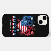 Coques Case-Mate iPhone Drapeau cœur léopard 1776 2026 4 juillet (Verso (horizontal))