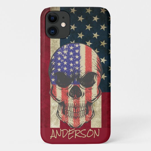Coques Case-Mate iPhone Drapeau crâne américain personnalisé (Dos)