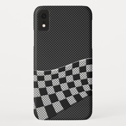 Coques Case-Mate iPhone Drapeau de course en fibre de carbone À damiers (Dos)