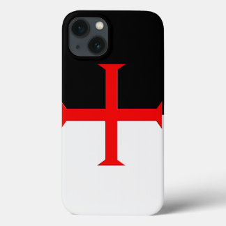 Etui iPhone 13 Drapeau de croix des Templiers médiévaux