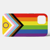 Coques Case-Mate iPhone Drapeau de fierté intersexe de SlipperyJoe's fond (Verso (horizontal))