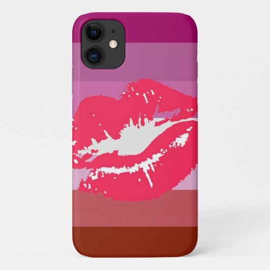 Coques Case-Mate iPhone Drapeau de fierté lesbienne au rouge à lèvres (Dos)