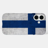 Coques Case-Mate iPhone Drapeau de Finlande Grunge (Verso (horizontal))